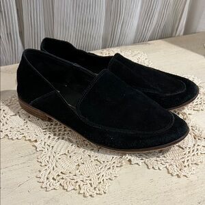 Dolce Vita Black Suede Slip-On Loafers with Brown Trim